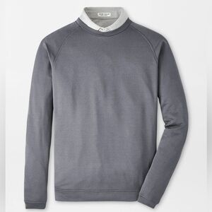 PETER MILLAR Crown Sport Beaumont Crew Neck Performance Sweater Gray Mens Sizes